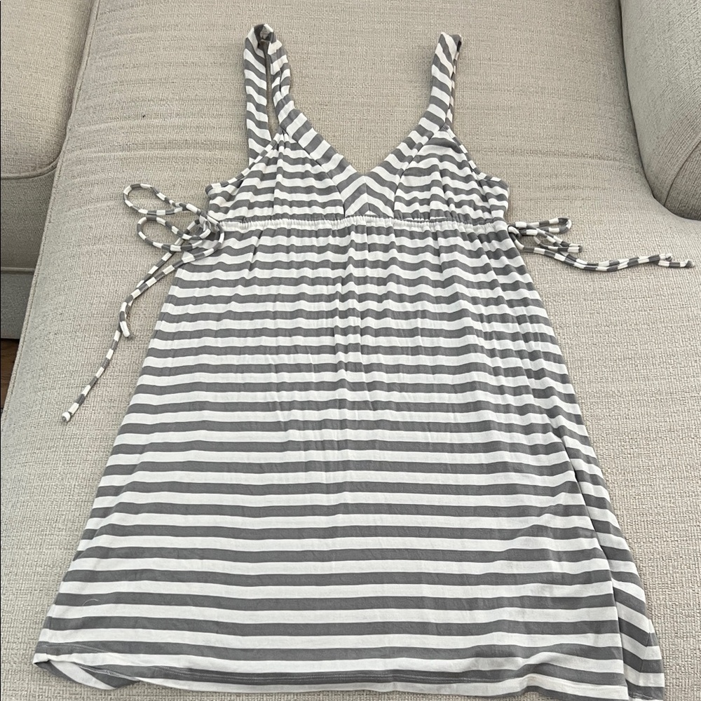 Guess Gray and White Striped Dress